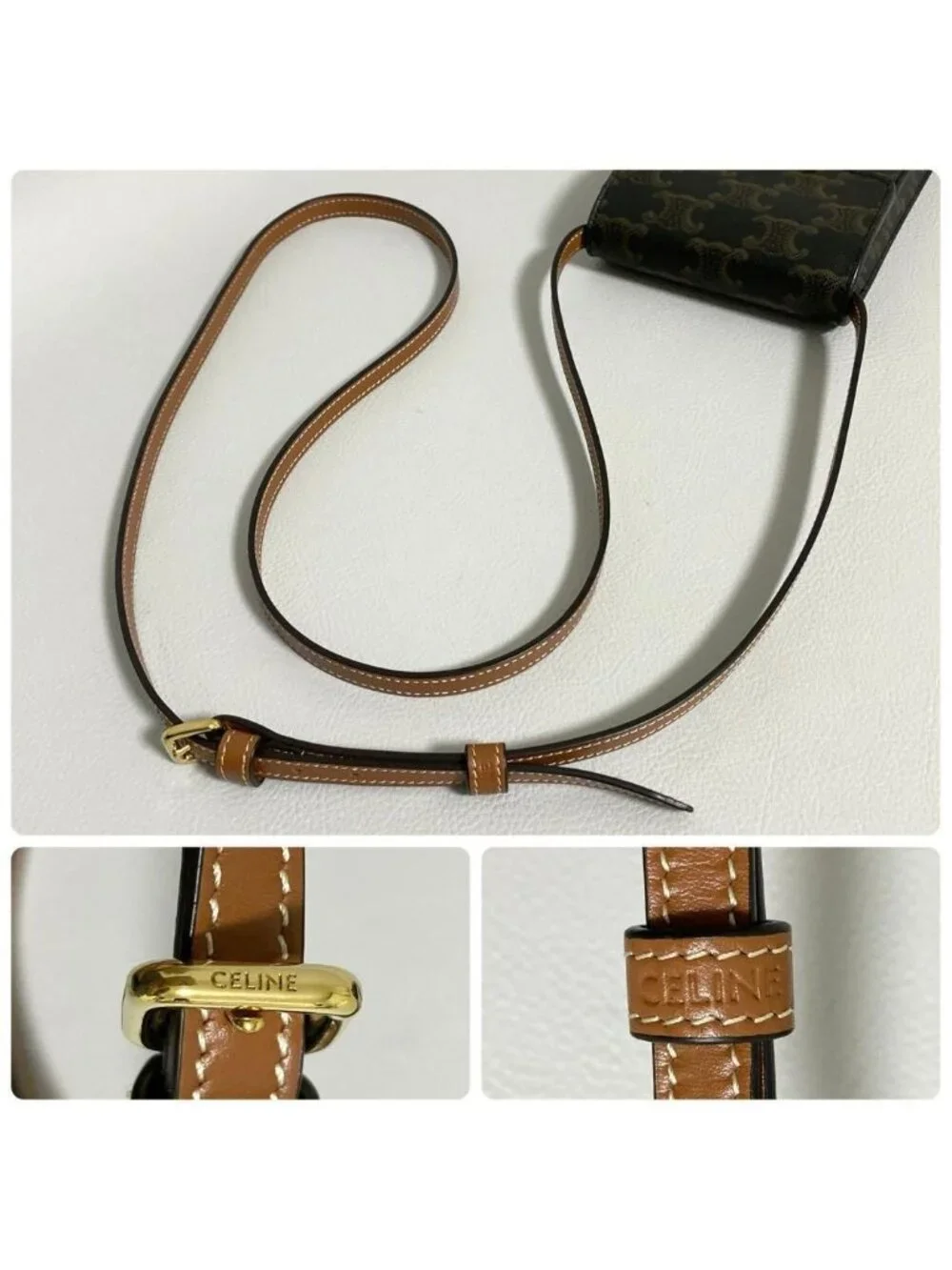 Celine Triomphe Canvas Mobile Pouch Brown